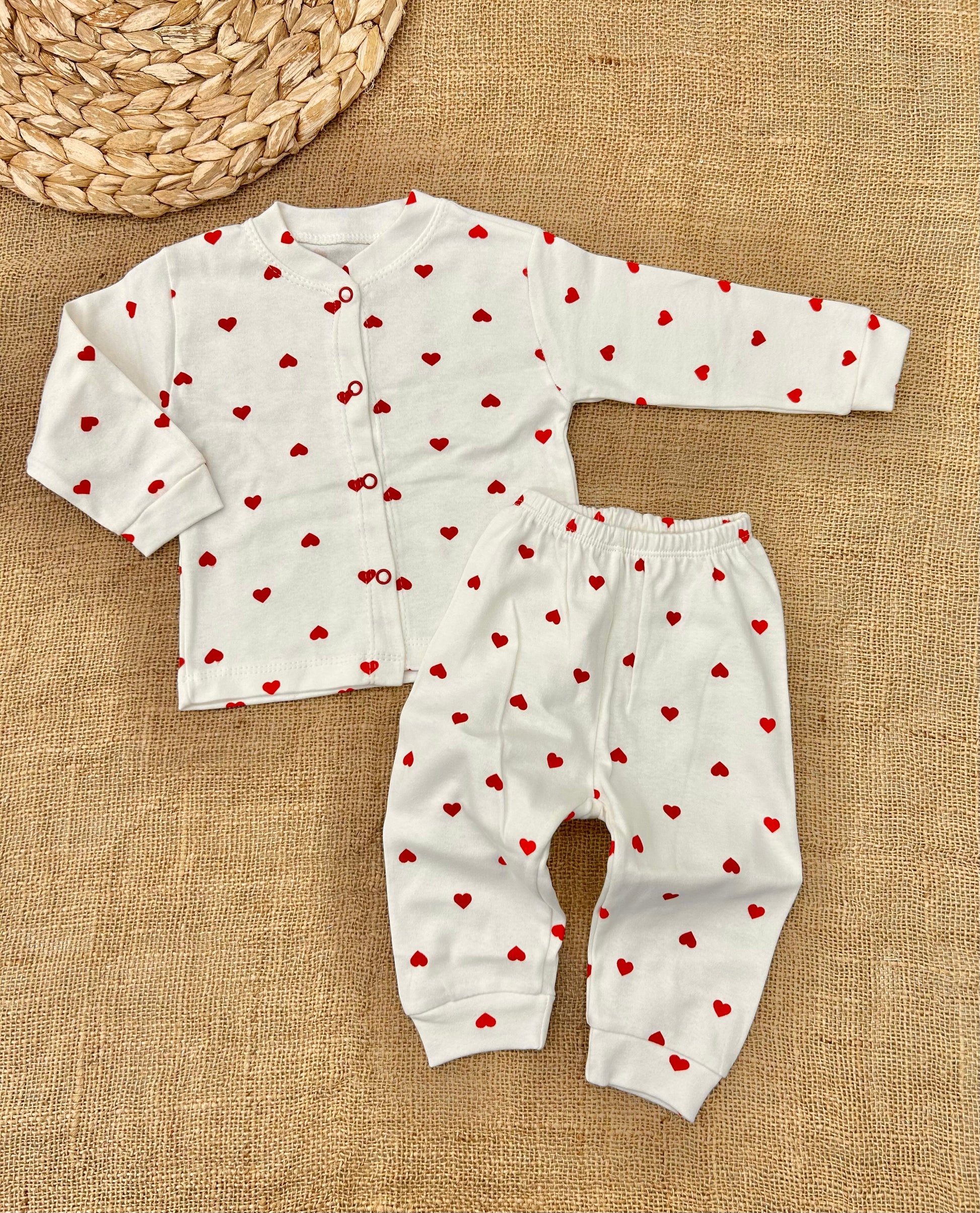 بيجامة قطن قلوب