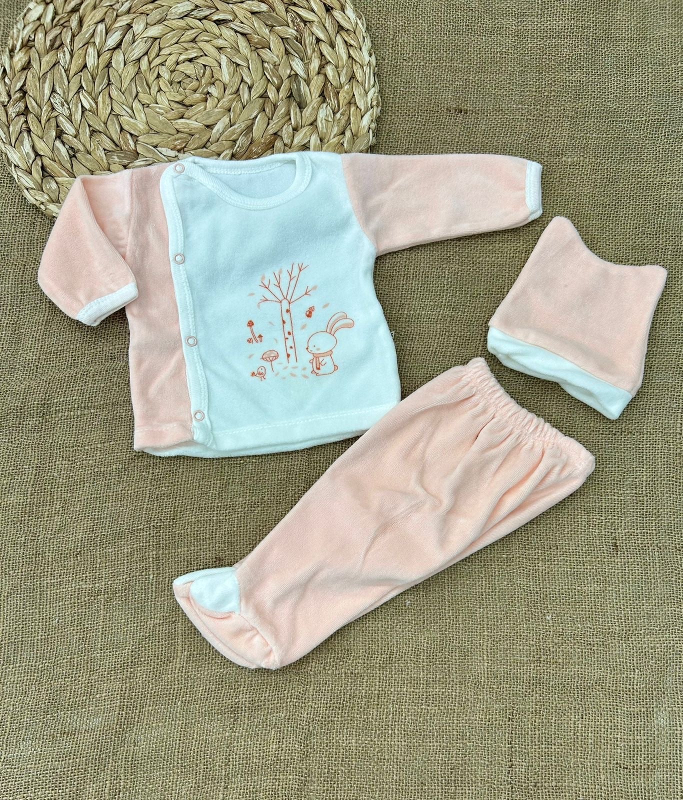 بيجامة بيبي مخمل 3 قطع