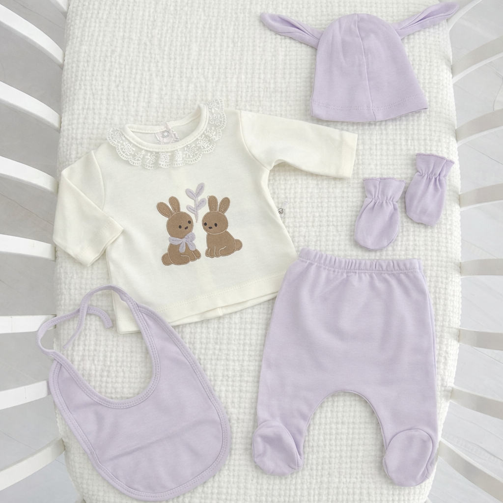 طقم 5 قطع قطن ارنب