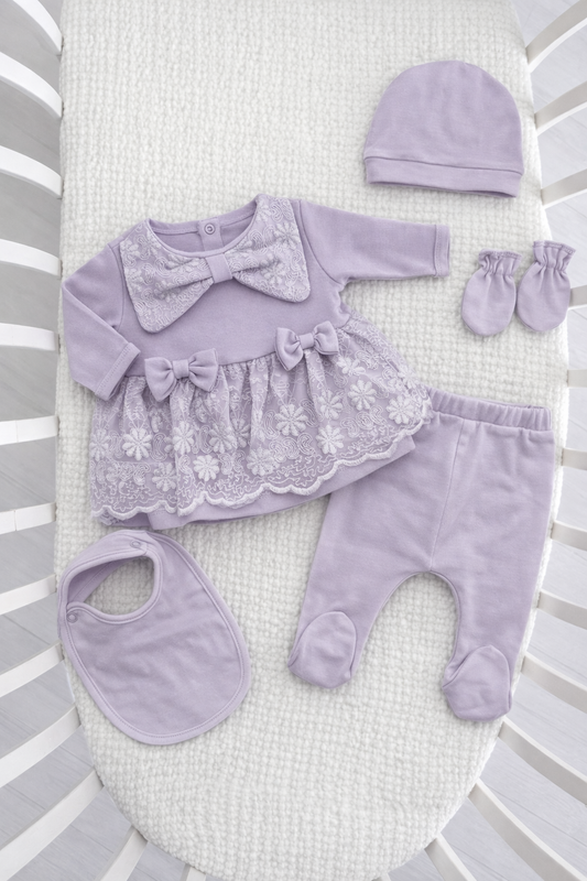 طقم 5 قطع قطن دانتيل