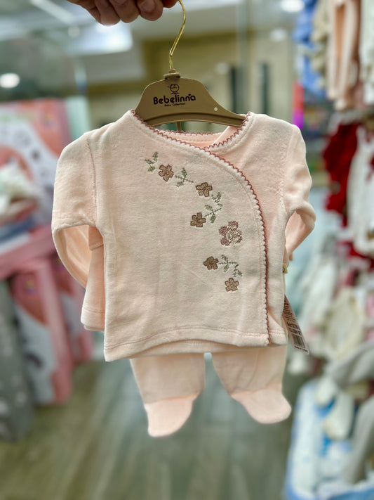 طقم مخمل 5 قطع  تطريز ورد