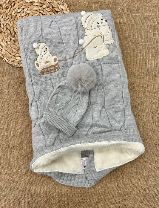 حرام صوف طبيعي مبطن فرو مع طاقية