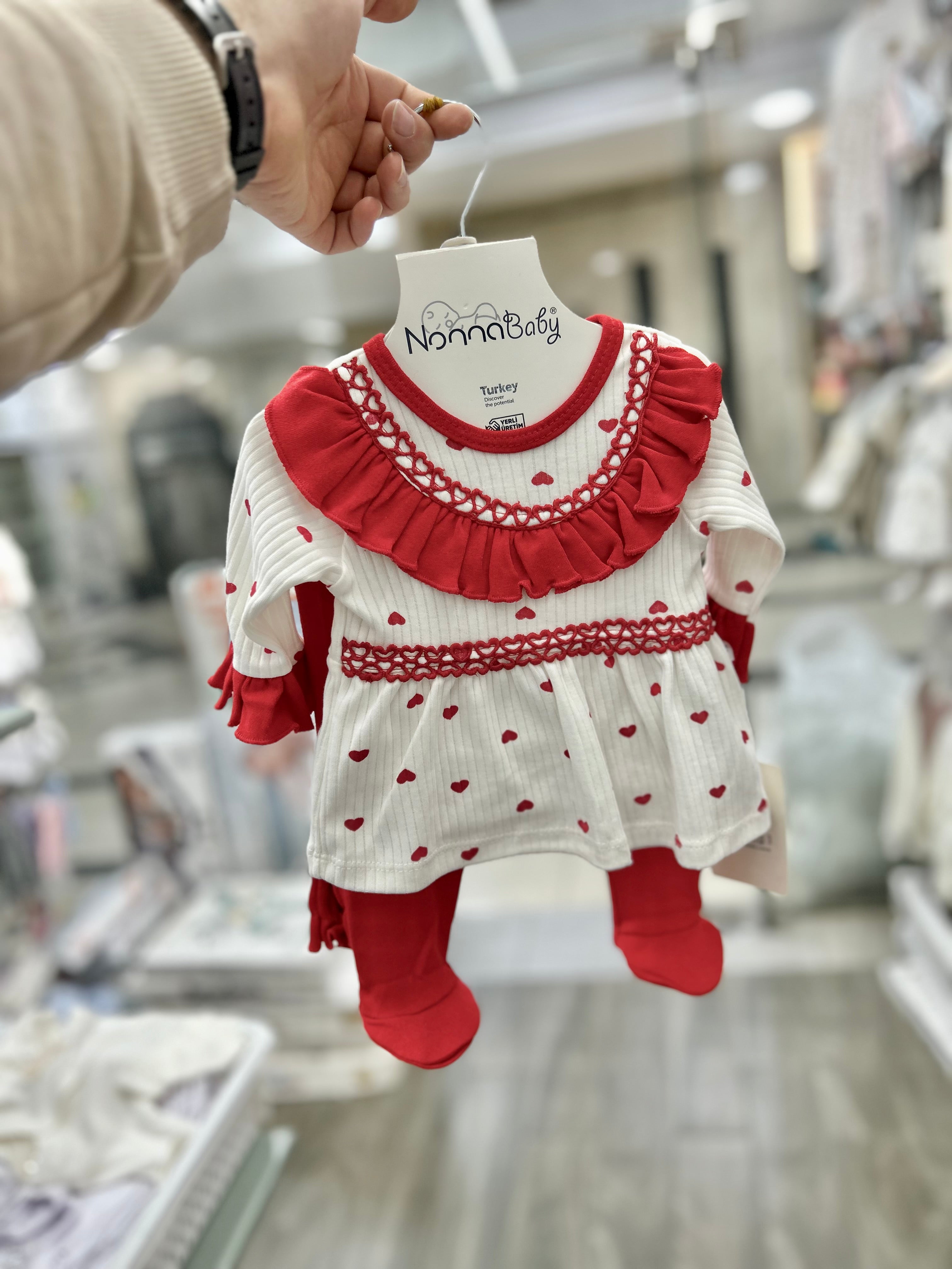 طقم بيبي ربيعي قطن قلوب – 5 قطع