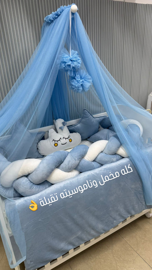 فرش تخت جدلة مخمل كامل مع ناموسية