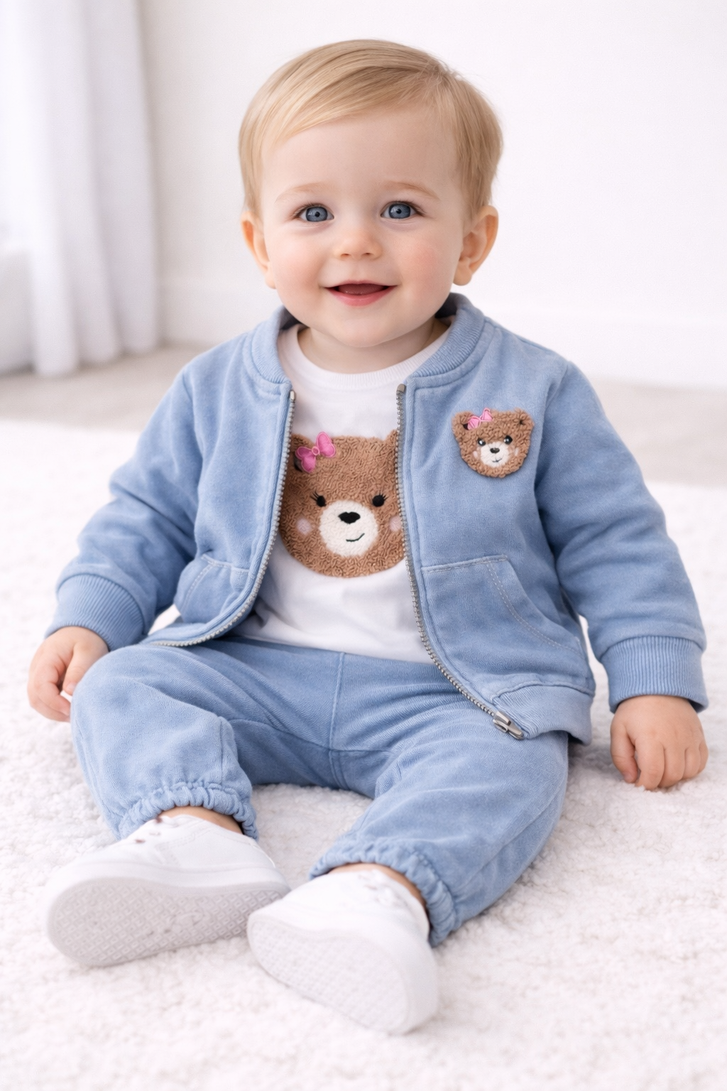 طقم جينز دب بناتي – 3 قطع