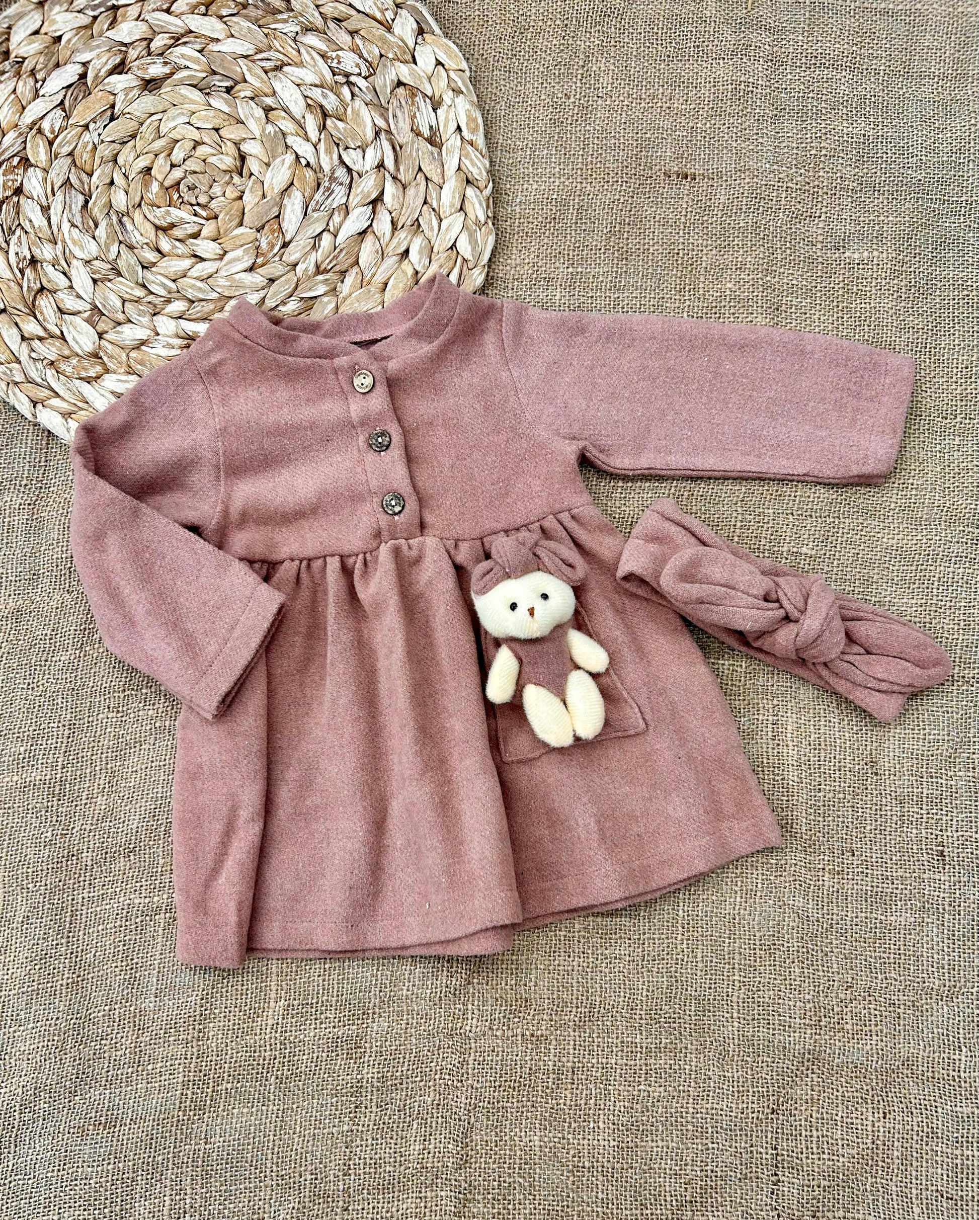 فستان بيبي مخمل دب