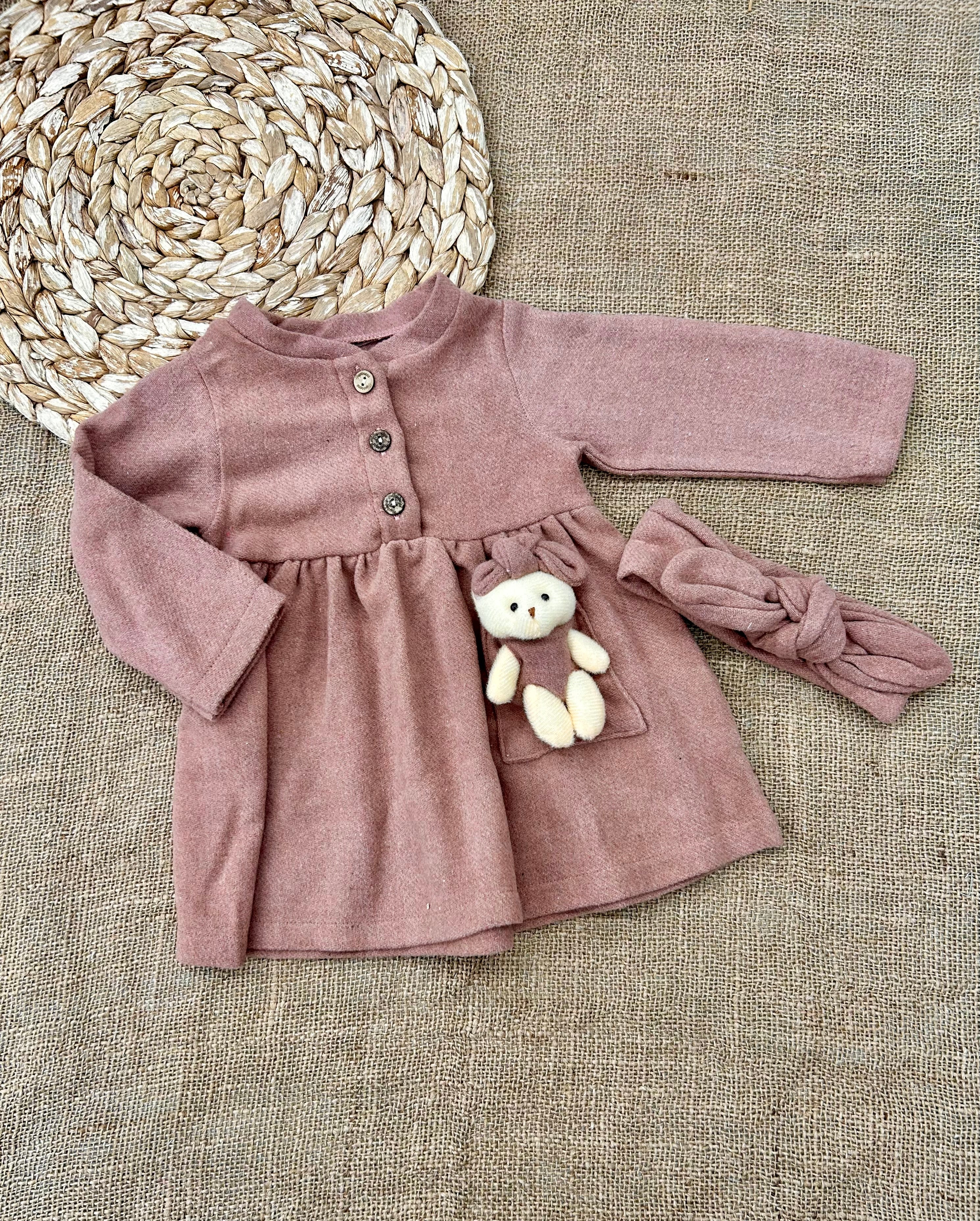 فستان بيبي مخمل دب