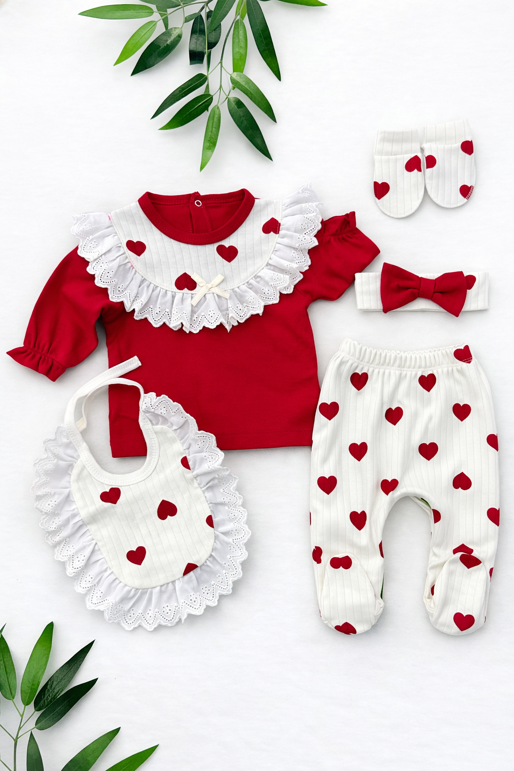 🍒 طقم بيبي ربيعي قطن – 5 قطع