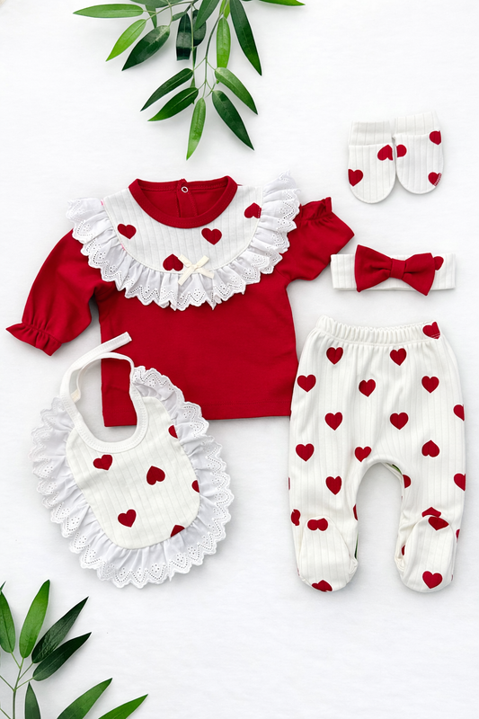 🍒 طقم بيبي ربيعي قطن – 5 قطع