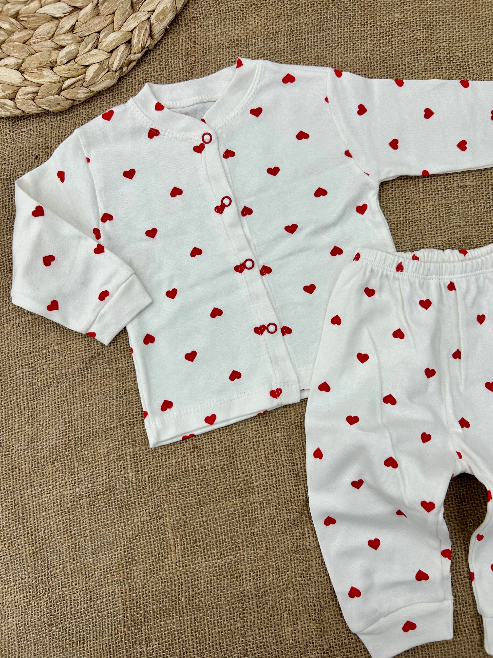 بيجامة قطن قلوب