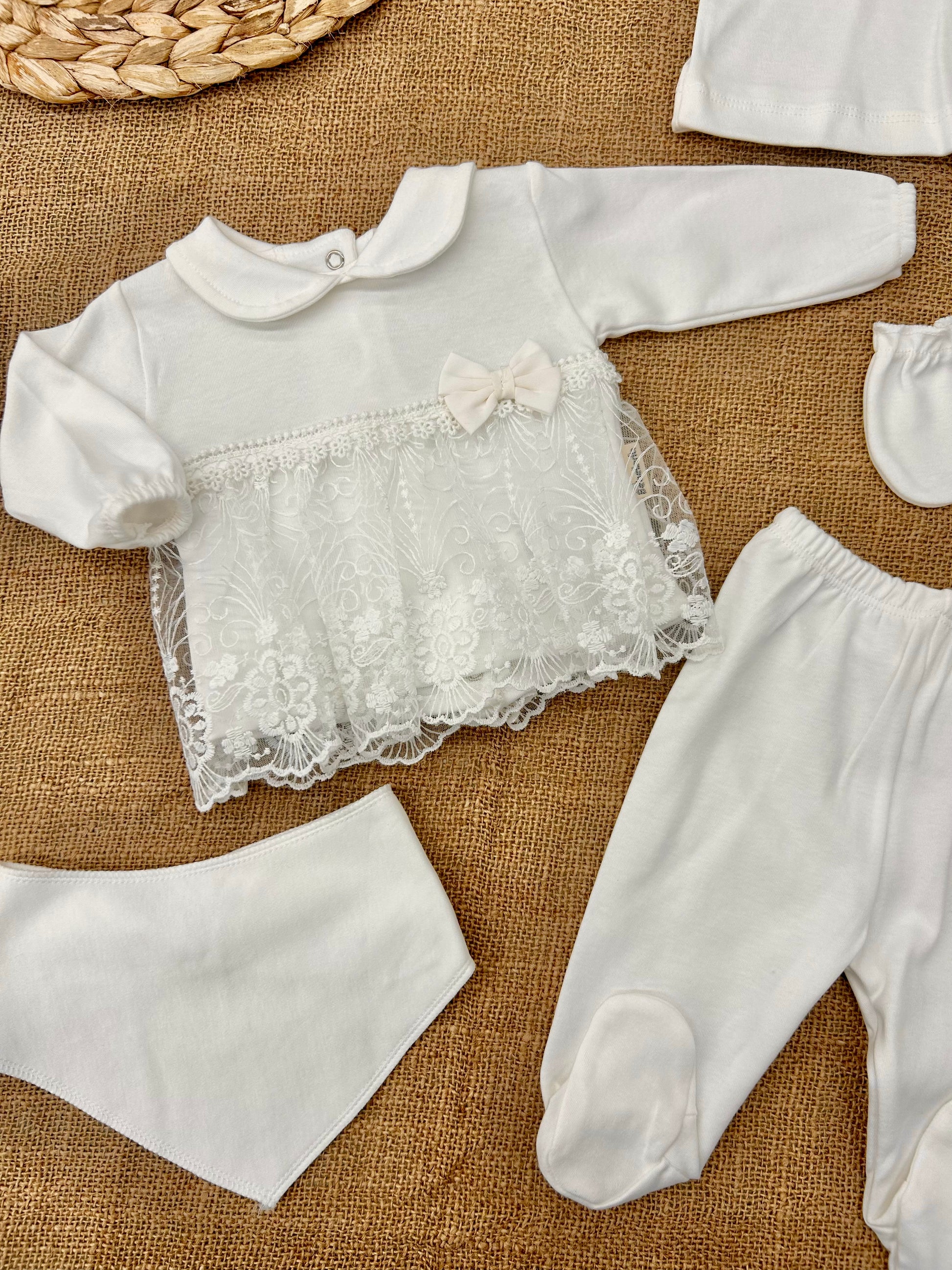 طقم 5 قطع قطن دانتيل