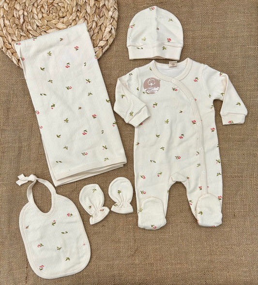 طقم قطن 5 قطع بناتي