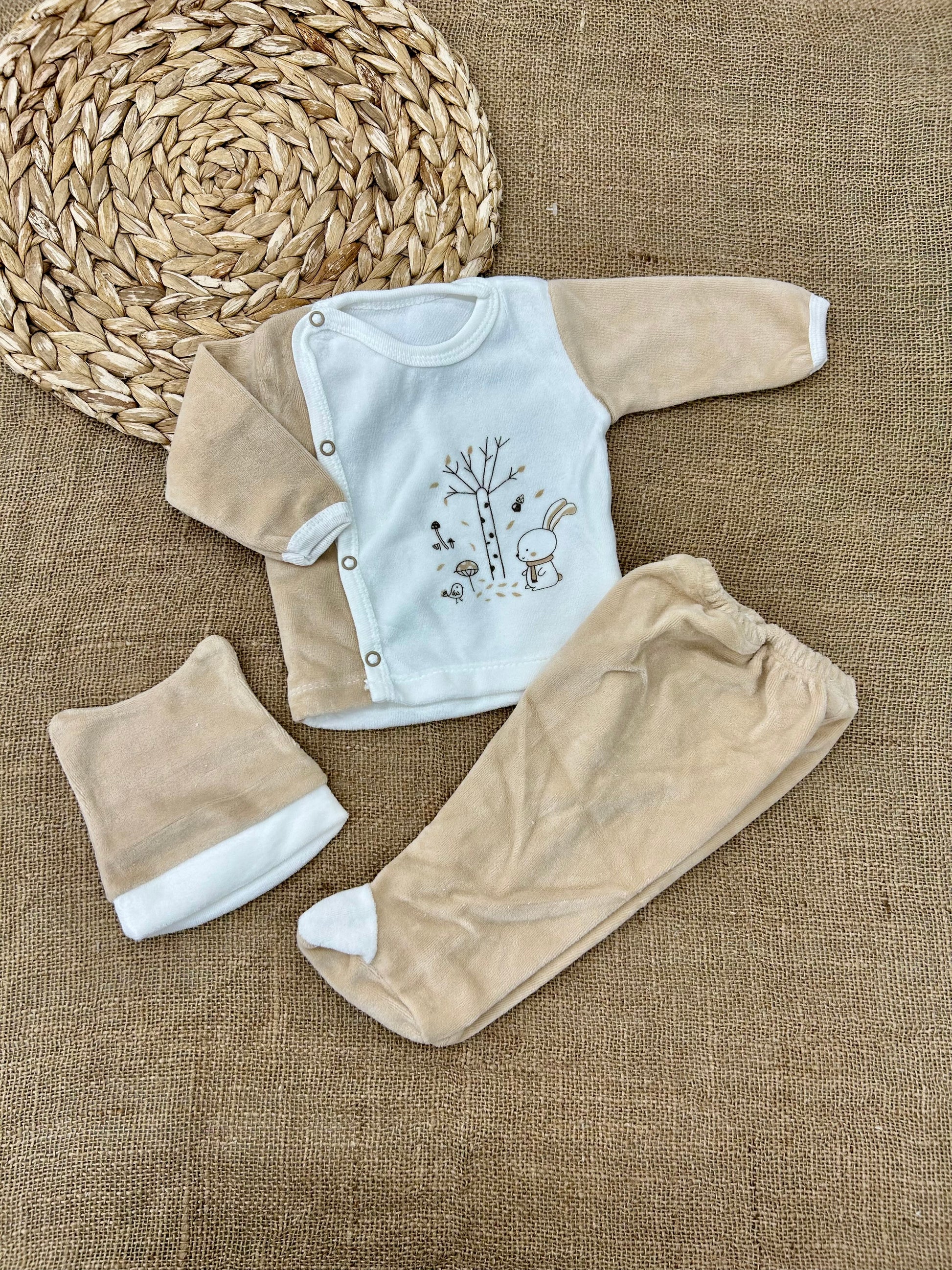 بيجامة بيبي مخمل 3 قطع