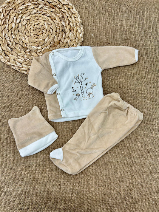 بيجامة بيبي مخمل 3 قطع