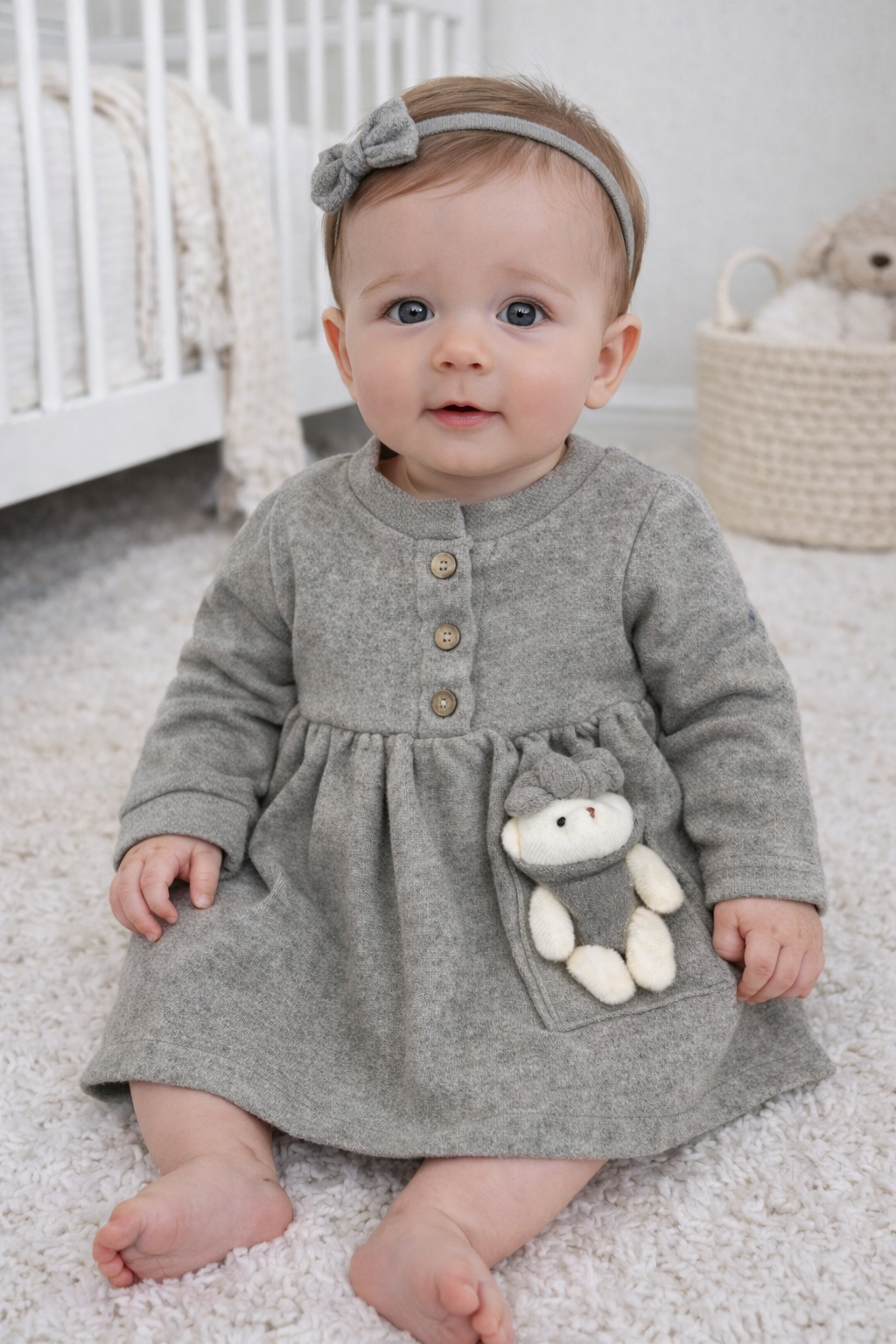 فستان بيبي مخمل دب