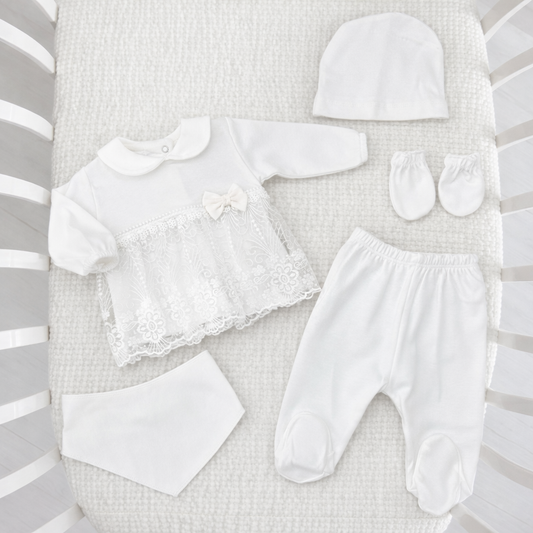 طقم 5 قطع قطن دانتيل