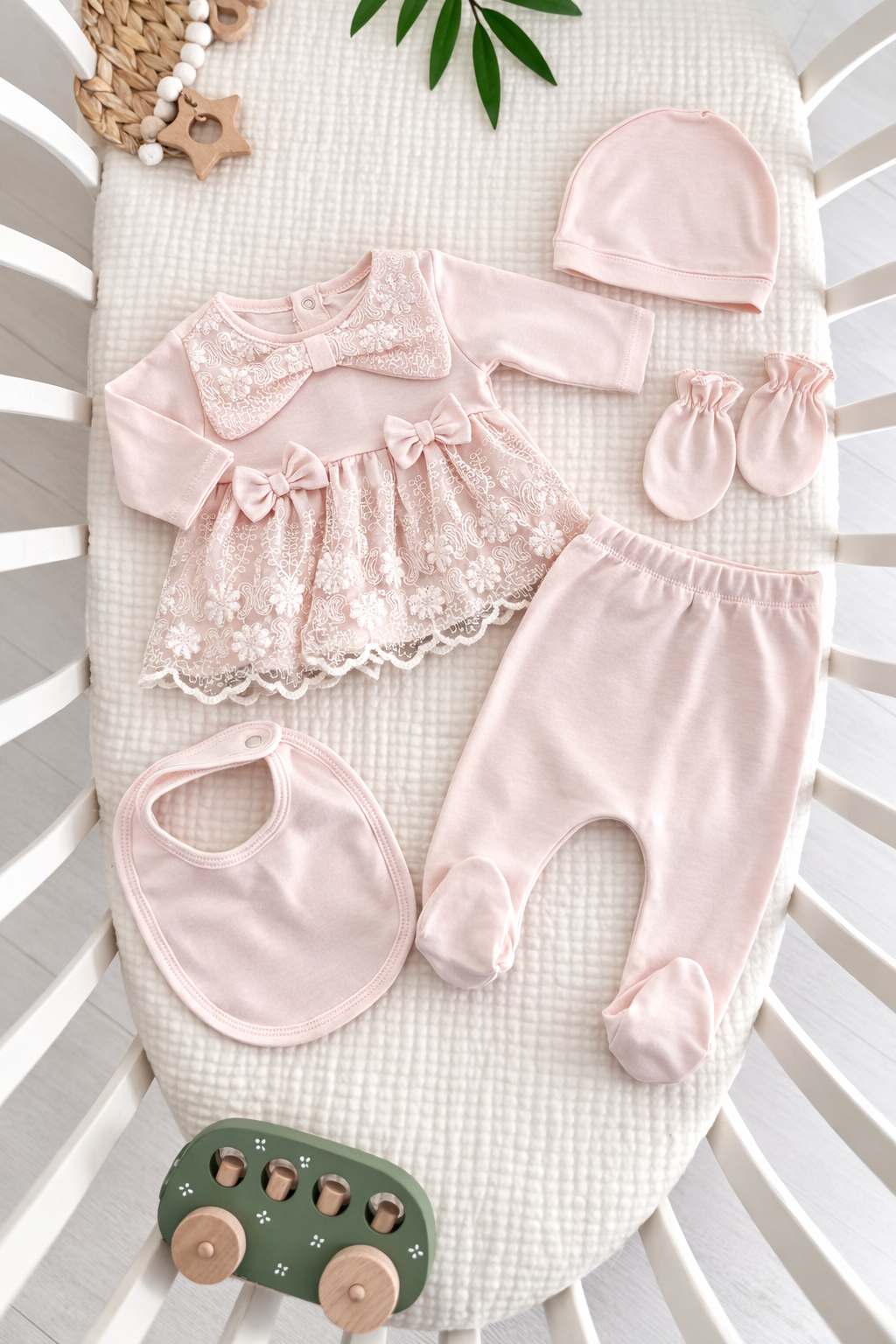 طقم 5 قطع قطن دانتيل