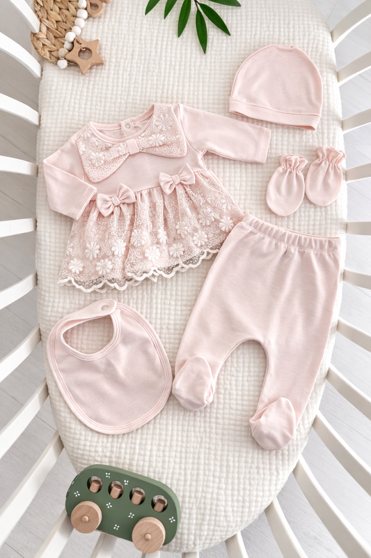 طقم 5 قطع قطن دانتيل