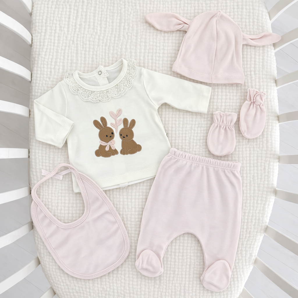 طقم 5 قطع قطن ارنب