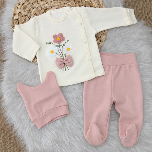 بيجامة مواليد 3 قطع قطن