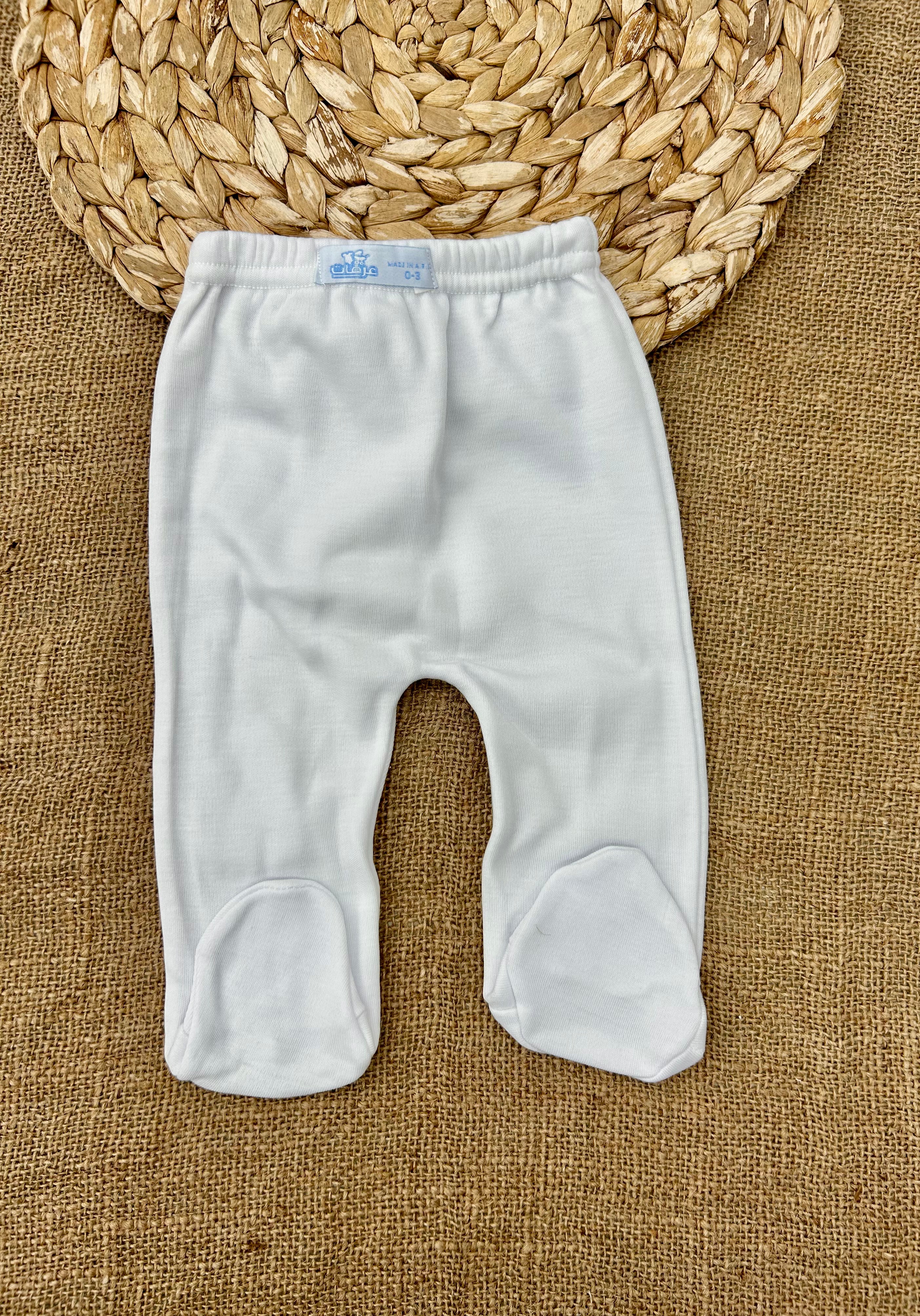 بنطلون أبيض قطن شتوي مبطن
